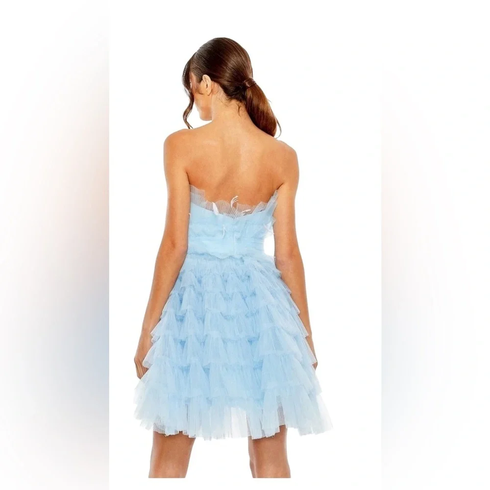 Mac Duggal Feathered Strapless Tulle Fit and Flare Prom/Homecoming Dress Sz 4 - Picture 11 of 14